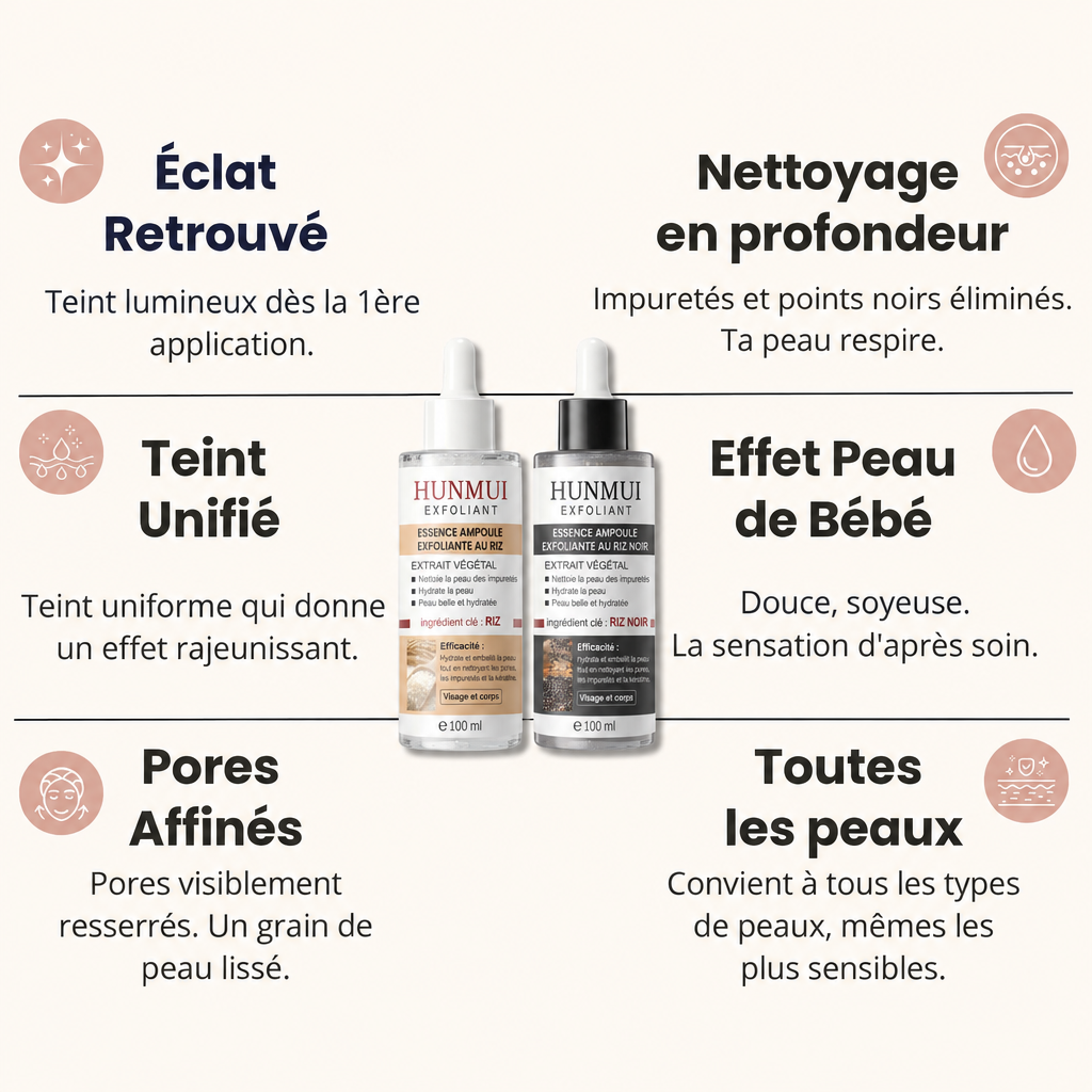 Les bénéfices des sérums au riz : éclat retrouvé, nettoyage en profondeur, teint unifié, effet peau de bébé, pores affinés, toutes les peaux